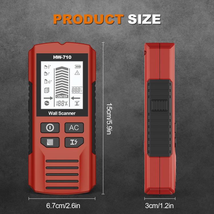 เครื่องสแกนผนัง 5-in-1 HW-710 เครื่องตรวจจับโลหะ เครื่องหาตำแหน่งตงไม้ เครื่องมือวัด