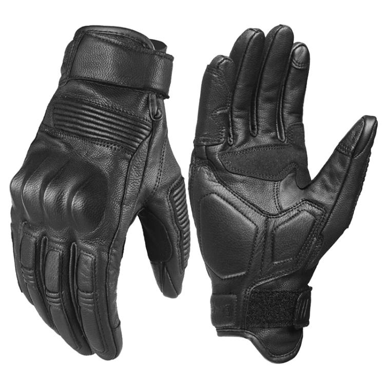 GHOST RACING GR-ST11 Retro Motorcycle Genuine Leather Touch Screen Full Finger Gloves, M, L, XL, XXL