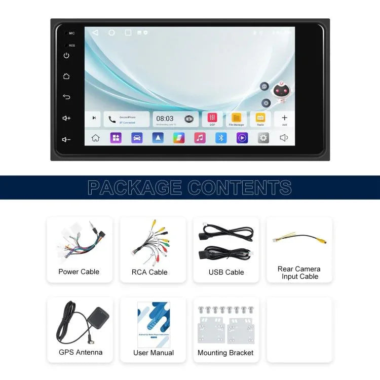 สำหรับ Toyota COROLLA เครื่องเล่นรถยนต์ Android 15 ขนาด 7 นิ้ว รองรับ CarPlay ไร้สาย เครื่องเล่นกลางรถยนต์ พร้อมระบบนำทาง, รุ่นมาตรฐาน, รุ่นมาตรฐาน+ AHD+ ไมโครโฟน