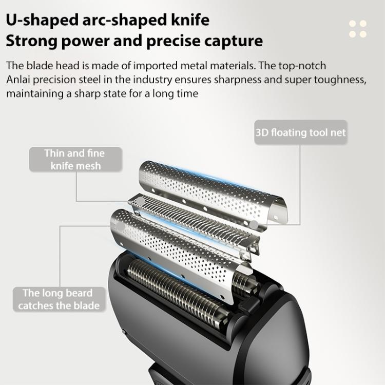 เครื่องโกนหนวดไฟฟ้าชนิดเลื่อนกลับพร้อมหน้าจอดิจิทัล LED ล้างทำความสะอาดได้ทั้งตัว