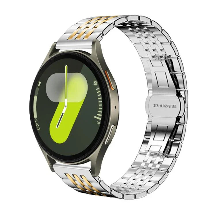 สายสแตนเลสสตีลแข็ง xDfind แบบเม็ดเจ็ด สำหรับ Samsung Galaxy Watch Ultra / Ultra 2025, Samsung Galaxy Watch8 / Watch8 Classic, Samsung Galaxy Watch 7 / 6 / 5 / FE, Samsung Galaxy Fit3 SM-R390