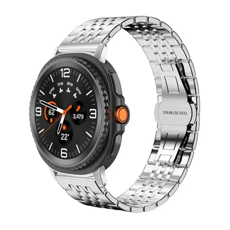 สายสแตนเลสสตีลแข็ง xDfind แบบเม็ดเจ็ด สำหรับ Samsung Galaxy Watch Ultra / Ultra 2025, Samsung Galaxy Watch8 / Watch8 Classic, Samsung Galaxy Watch 7 / 6 / 5 / FE, Samsung Galaxy Fit3 SM-R390
