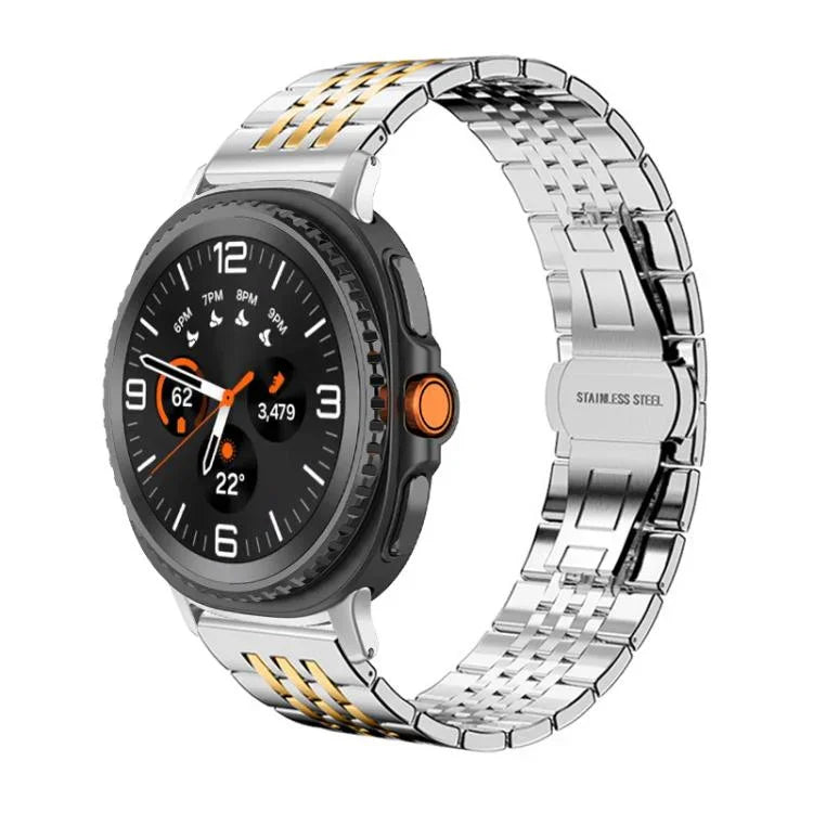สายสแตนเลสสตีลแข็ง xDfind แบบเม็ดเจ็ด สำหรับ Samsung Galaxy Watch Ultra / Ultra 2025, Samsung Galaxy Watch8 / Watch8 Classic, Samsung Galaxy Watch 7 / 6 / 5 / FE, Samsung Galaxy Fit3 SM-R390