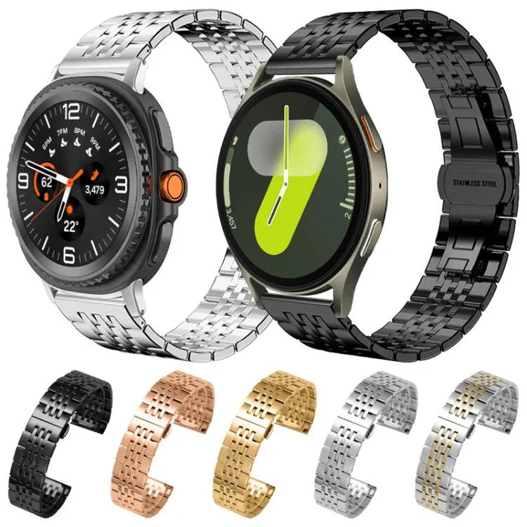 สายสแตนเลสสตีลแข็ง xDfind แบบเม็ดเจ็ด สำหรับ Samsung Galaxy Watch Ultra / Ultra 2025, Samsung Galaxy Watch8 / Watch8 Classic, Samsung Galaxy Watch 7 / 6 / 5 / FE, Samsung Galaxy Fit3 SM-R390