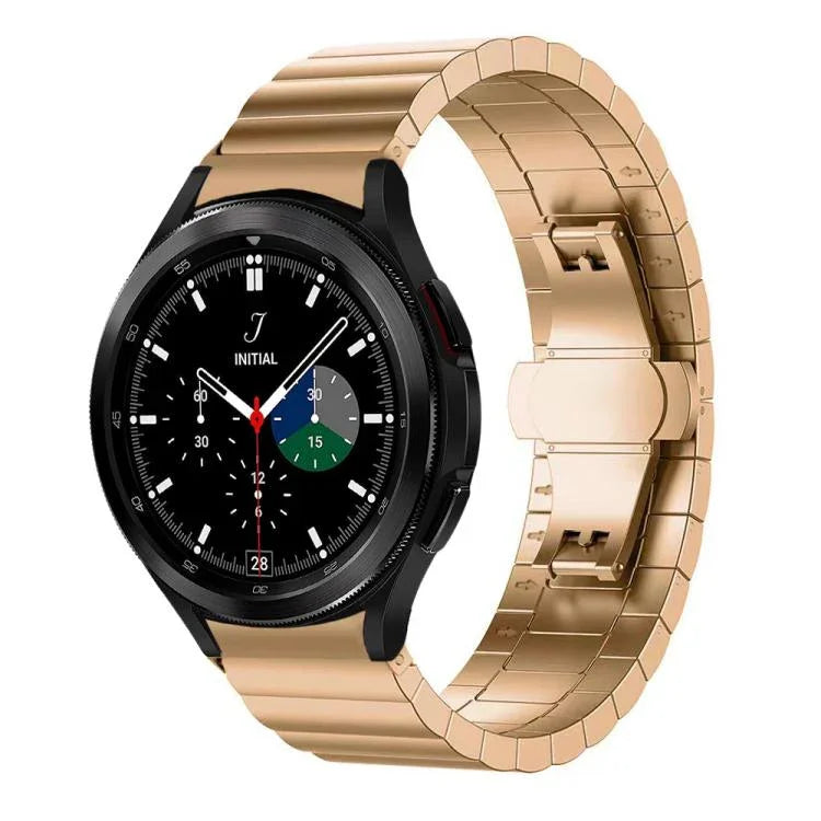 สายสแตนเลสสตีลแข็ง xDfind แบบเม็ดเดียวลายไม้ไผ่ สำหรับ Samsung Galaxy Watch8 / Watch8 Classic 22 มม., Samsung Galaxy Watch 7 / 6 / 5 / FE 20 มม., Samsung Galaxy Fit3 SM-R390 18 มม.