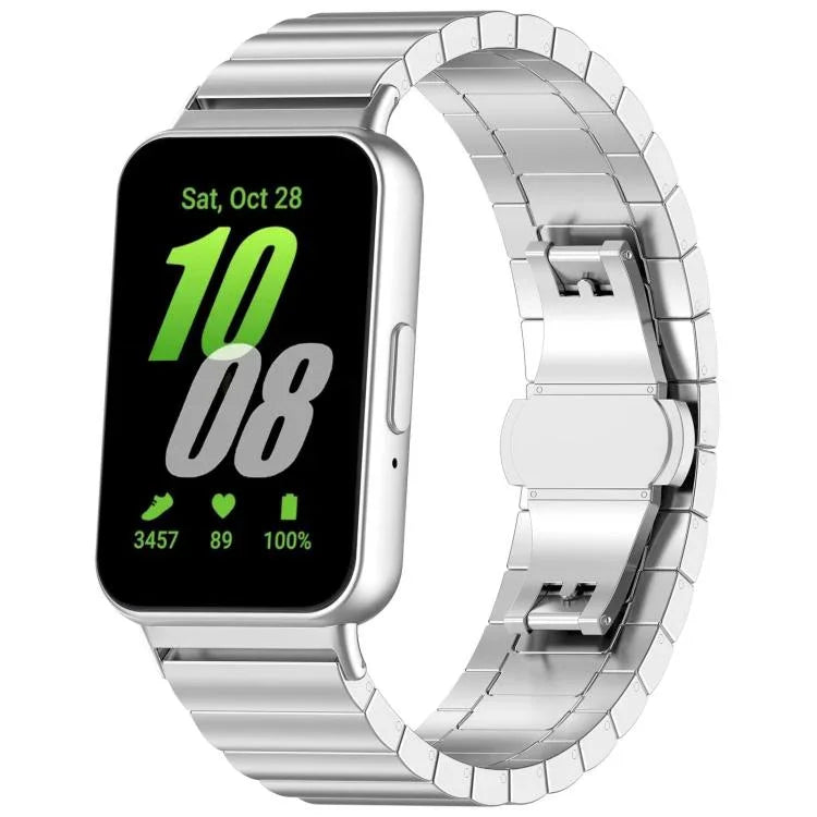 สายสแตนเลสสตีลแข็ง xDfind แบบเม็ดเดียวลายไม้ไผ่ สำหรับ Samsung Galaxy Watch8 / Watch8 Classic 22 มม., Samsung Galaxy Watch 7 / 6 / 5 / FE 20 มม., Samsung Galaxy Fit3 SM-R390 18 มม.