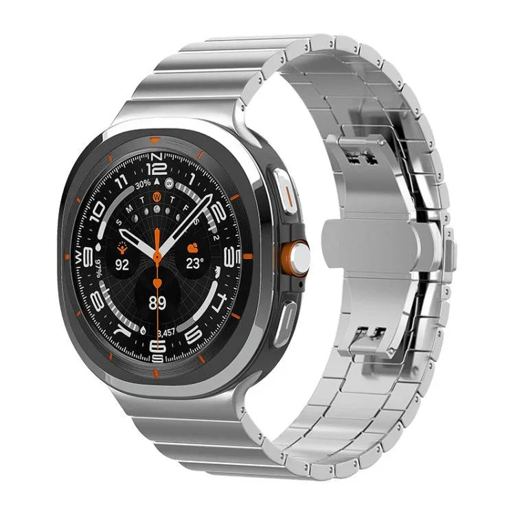 สายสแตนเลสสตีลแข็ง xDfind แบบเม็ดเดียวลายไม้ไผ่ สำหรับ Samsung Galaxy Watch8 / Watch8 Classic 22 มม., Samsung Galaxy Watch 7 / 6 / 5 / FE 20 มม., Samsung Galaxy Fit3 SM-R390 18 มม.