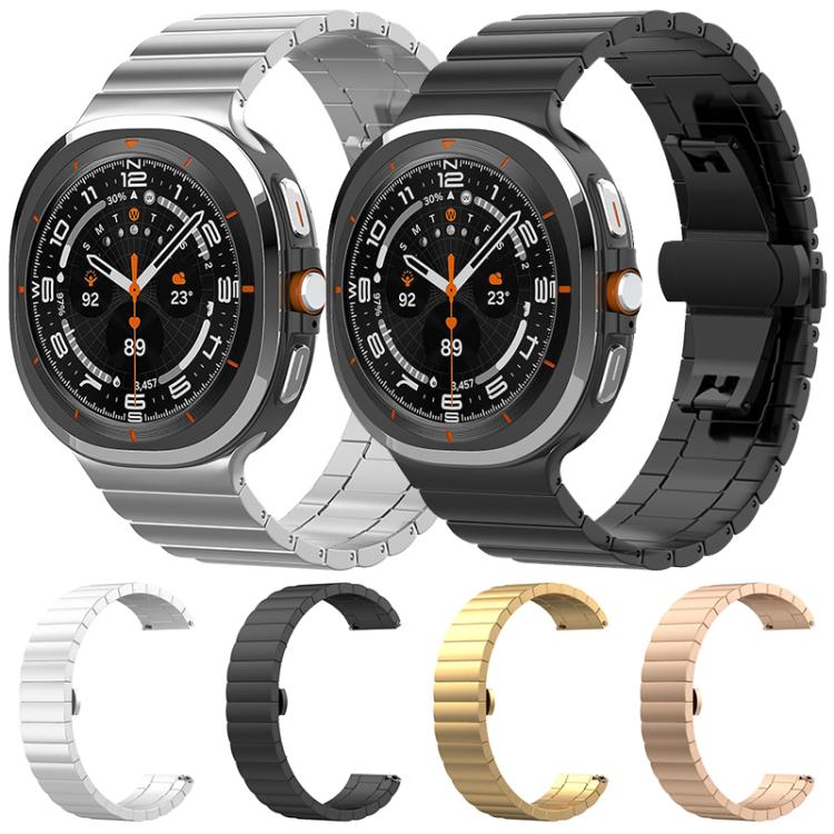 สายสแตนเลสสตีลแข็ง xDfind แบบเม็ดเดียวลายไม้ไผ่ สำหรับ Samsung Galaxy Watch8 / Watch8 Classic 22 มม., Samsung Galaxy Watch 7 / 6 / 5 / FE 20 มม., Samsung Galaxy Fit3 SM-R390 18 มม.