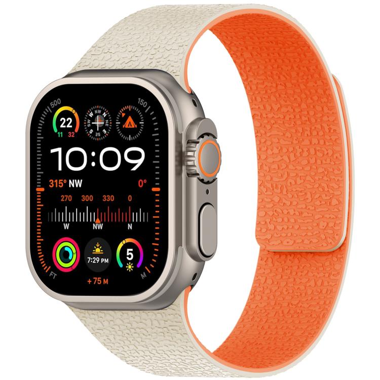 สายรัดนาฬิกาซิลิโคนแม่เหล็กลายลิ้นจี่ xDfind สำหรับ Apple Watch 42 / 44 / 45 / 46 / 49 มม. สำหรับ Apple Watch 38 / 40 / 41 / S10 42 มม.