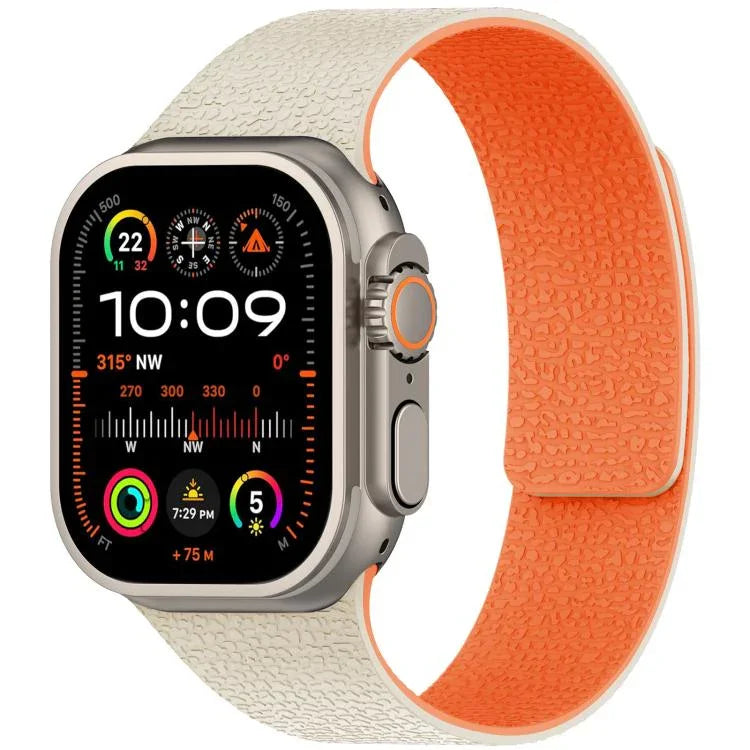 สายรัดนาฬิกาซิลิโคนแม่เหล็กลายลิ้นจี่ xDfind สำหรับ Apple Watch 42 / 44 / 45 / 46 / 49 มม. สำหรับ Apple Watch 38 / 40 / 41 / S10 42 มม.
