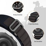 สายไนลอน xDfind พร้อมห่วงหัวล็อกสีดำ สำหรับ Samsung Galaxy Watch Ultra 47 มม. / Ultra 2025, Samsung Galaxy Watch8 / 8 Classic