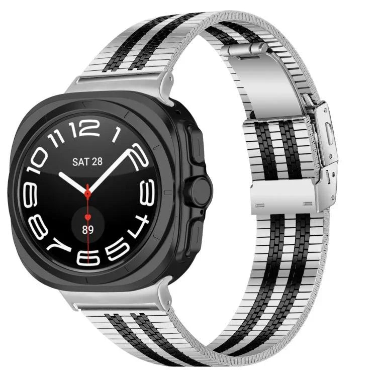 สายสแตนเลสสตีลแบบเม็ดห้าพร้อมหัวล็อกเต่า สำหรับ Samsung Galaxy Watch Ultra 47 มม. / Ultra 2025