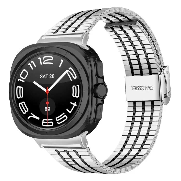 สายสแตนเลสสตีลแบบเม็ดเจ็ดพร้อมหัวล็อก สำหรับ Samsung Galaxy Watch Ultra 47 มม. / Ultra 2025