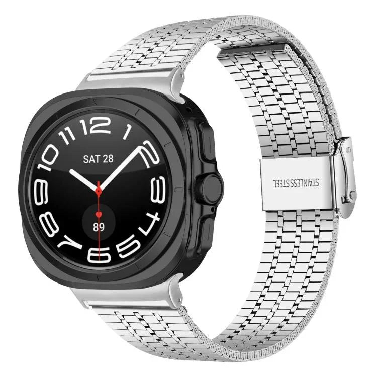 สายสแตนเลสสตีลแบบเม็ดเจ็ดพร้อมหัวล็อก สำหรับ Samsung Galaxy Watch Ultra 47 มม. / Ultra 2025
