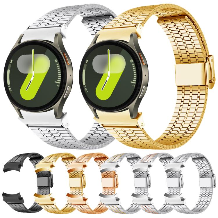 สายรัดนาฬิกาสแตนเลสสตีลแบบตัวล็อกลูกปัดเจ็ดเม็ด สำหรับ Samsung Galaxy Watch 7 / 6 / 5 / 4