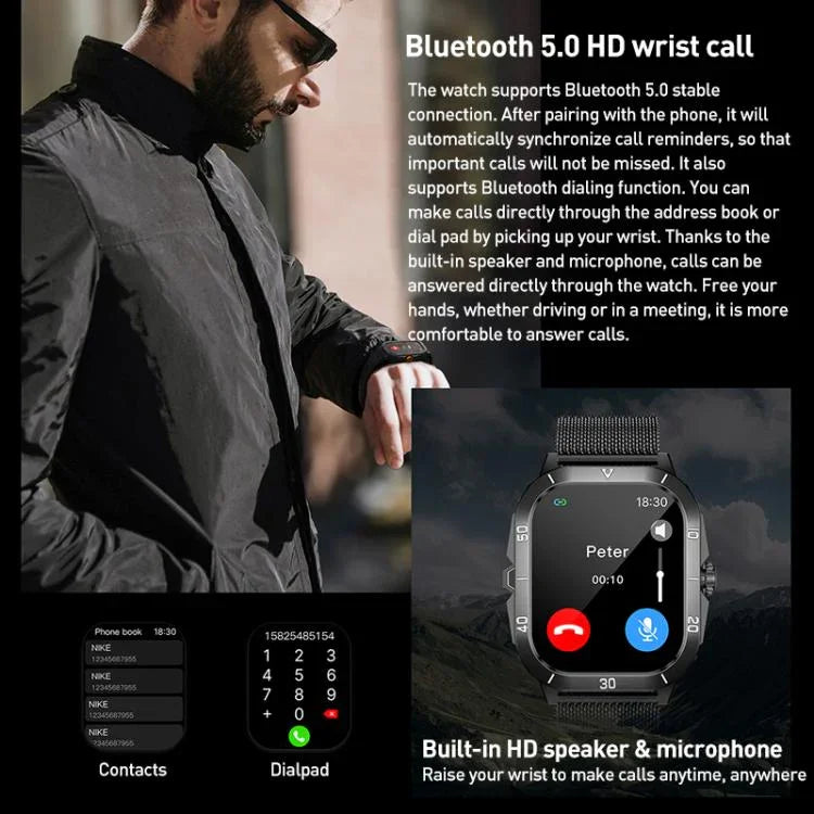 C50 Pro สมาร์ทวอทช์กีฬา BT กลางแจ้ง หน้าจอ TFT 2.19 นิ้ว รองรับการตรวจวัดอัตราการเต้นหัวใจ