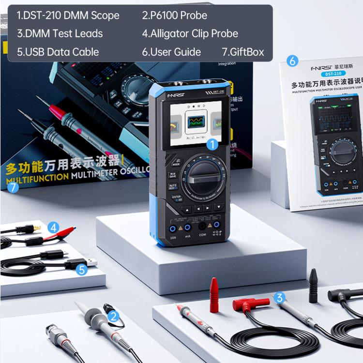 FNIRSI DST210 มัลติมิเตอร์ดิจิทัล 3 ใน 1 ออสซิลโลสโคป, DST210