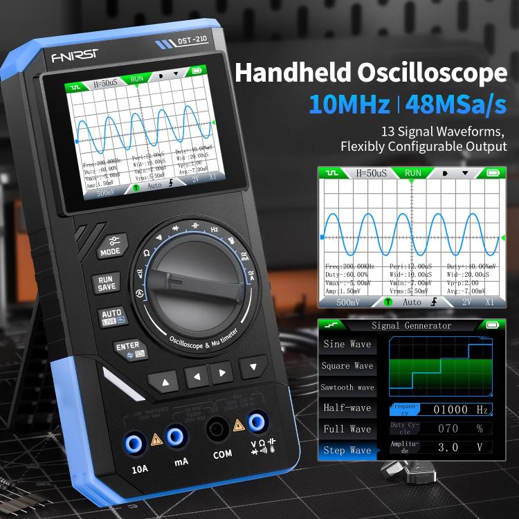 FNIRSI DST210 มัลติมิเตอร์ดิจิทัล 3 ใน 1 ออสซิลโลสโคป, DST210