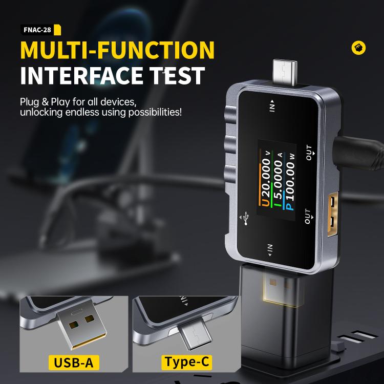 Fnirsi FNAC-28 เครื่องทดสอบตรวจสอบริปเปิลระดับมืออาชีพแบบมัลติฟังก์ชัน Type-C & USB, FNAC-28