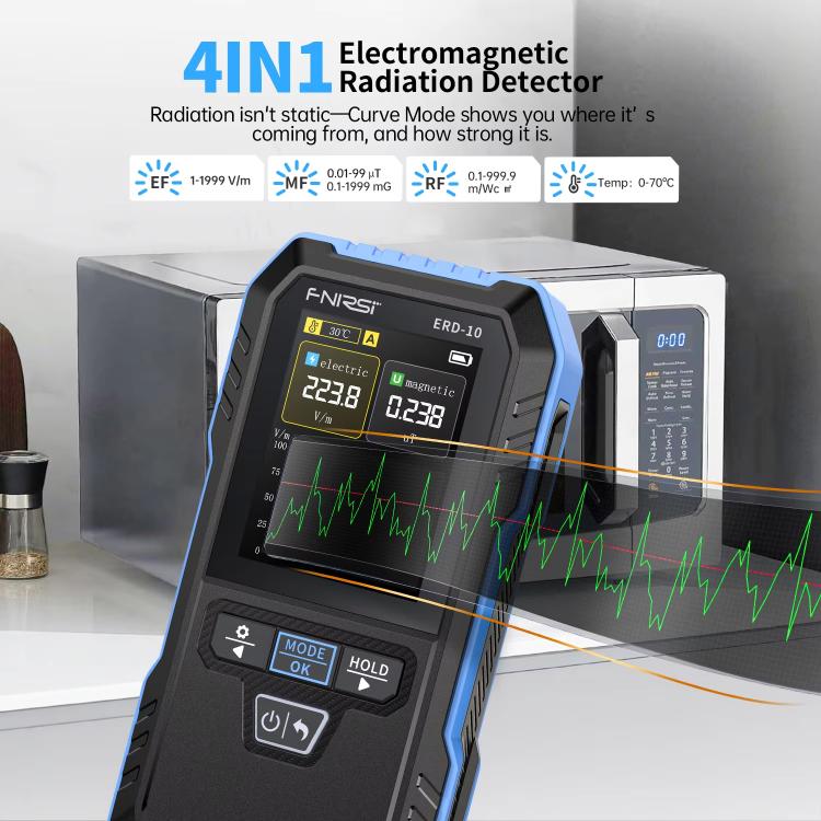 FNIRSI ERD-10 เครื่องตรวจจับรังสีแม่เหล็กไฟฟ้า 3 ใน 1, FNIRSI ERD-10