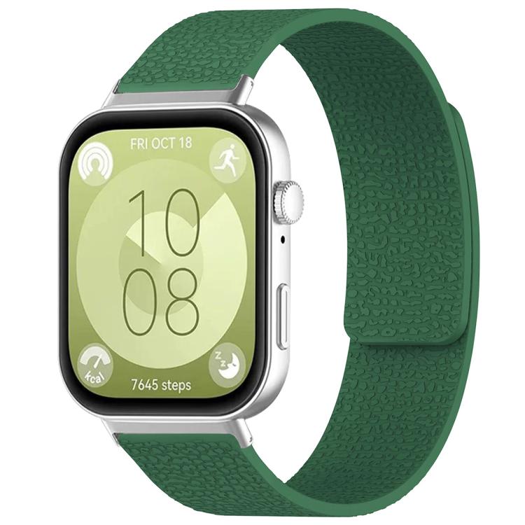 xDfind Litchi Texture Magnetic Silicone Watch Band, For Huawei Watch Fit4 / Fit4 Pro / Fit3, For Huawei Band 10 / 9 / 8