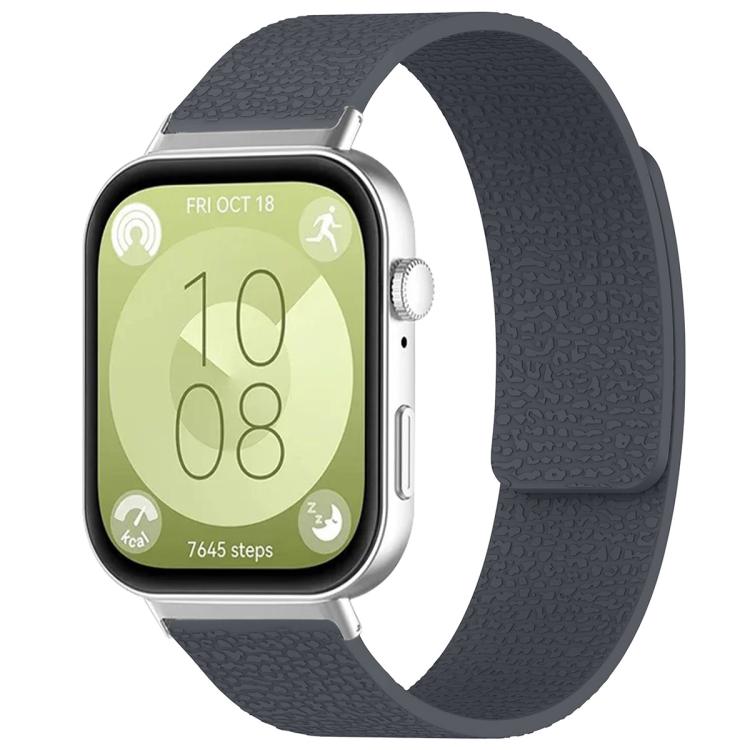 xDfind Litchi Texture Magnetic Silicone Watch Band, For Huawei Watch Fit4 / Fit4 Pro / Fit3, For Huawei Band 10 / 9 / 8