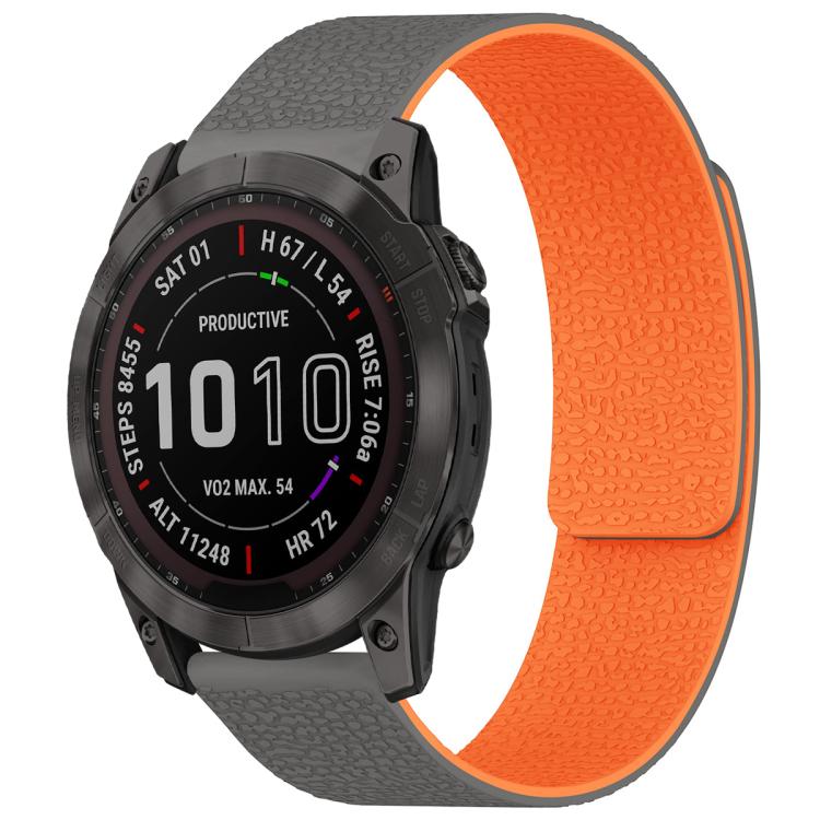 xDfind Litchi Texture Magnetic Silicone Watch Band, For Garmin Fenix 8/7X/6X/5X 26mm, For Garmin Fenix 8/7/6/5 22mm, For Garmin Fenix 8/7S/6S/5S 20mm, For Garmin Forerunner 45 / 45S / Swim 2 18mm