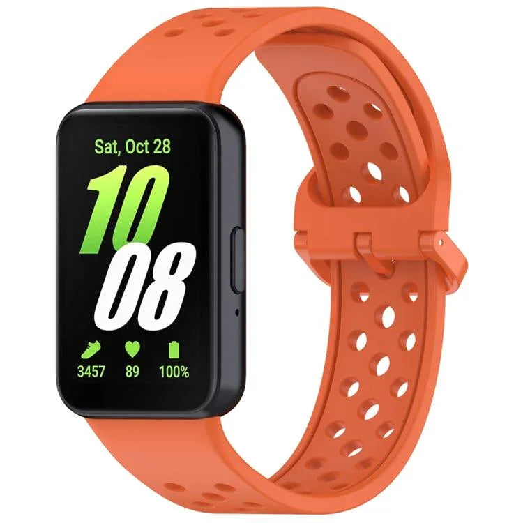 สายรัดนาฬิกาซิลิโคนระบายอากาศสีพื้นหัวเข็มขัดสีสันสดใส xDfind สำหรับ Samsung Galaxy Fit3
