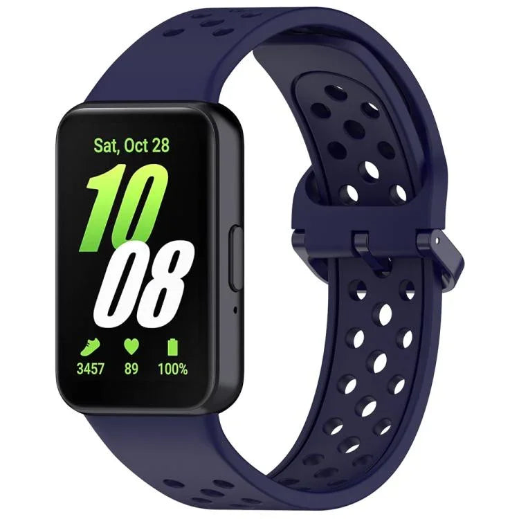 สายรัดนาฬิกาซิลิโคนระบายอากาศสีพื้นหัวเข็มขัดสีสันสดใส xDfind สำหรับ Samsung Galaxy Fit3
