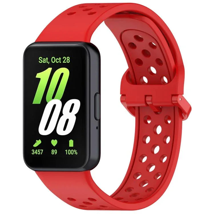 สายรัดนาฬิกาซิลิโคนระบายอากาศสีพื้นหัวเข็มขัดสีสันสดใส xDfind สำหรับ Samsung Galaxy Fit3