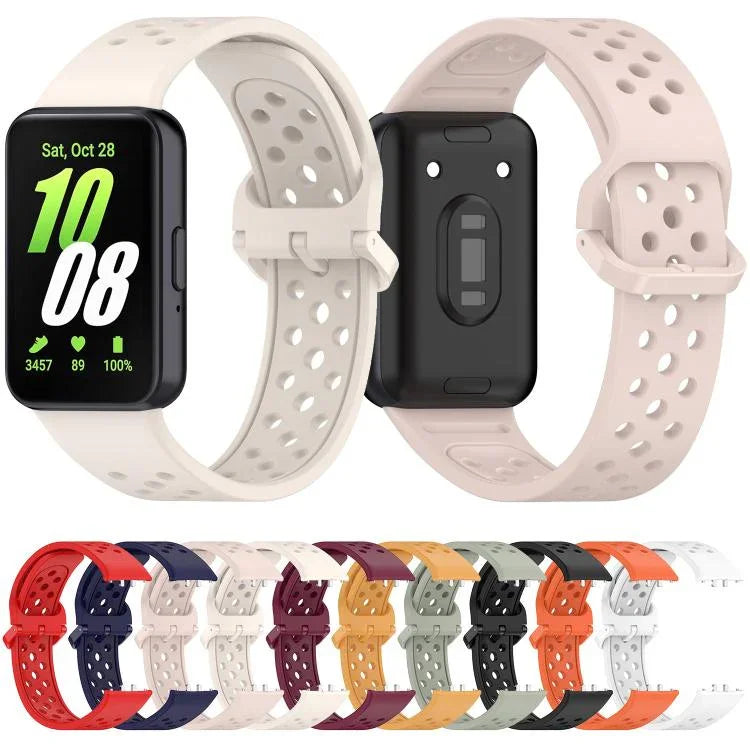 สายรัดนาฬิกาซิลิโคนระบายอากาศสีพื้นหัวเข็มขัดสีสันสดใส xDfind สำหรับ Samsung Galaxy Fit3