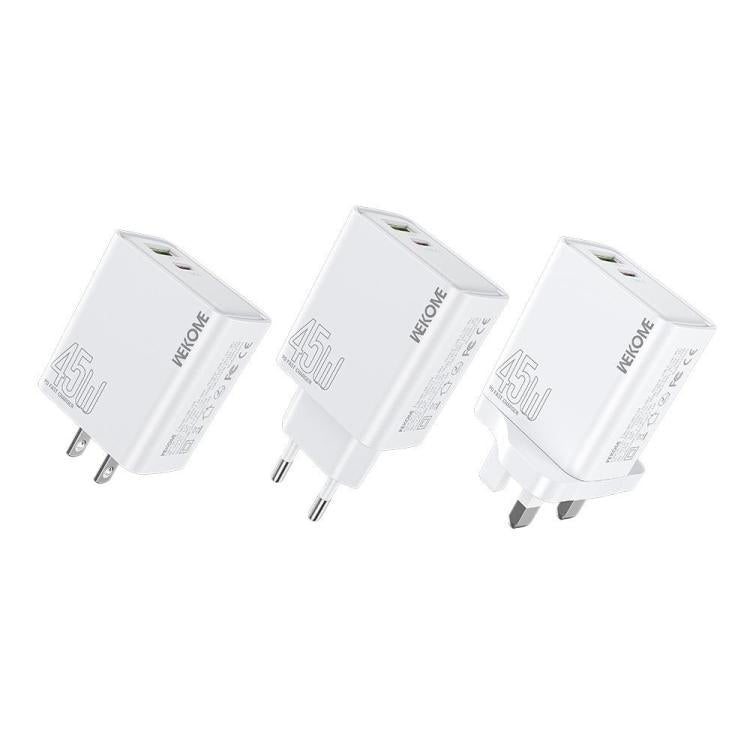 WK WP-U64 ที่ชาร์จเร็ว Kinkong Flash Charge 45W USB+Type-C, ปลั๊ก EU, ปลั๊ก UK, ปลั๊ก US