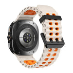 สายซิลิโคน xDfind Black Buckle Ocean สองสี รูรูคู่ สำหรับ Samsung Galaxy Watch Ultra 47mm / Ultra 2025, สำหรับ Samsung Galaxy Watch8 / 8 Classic