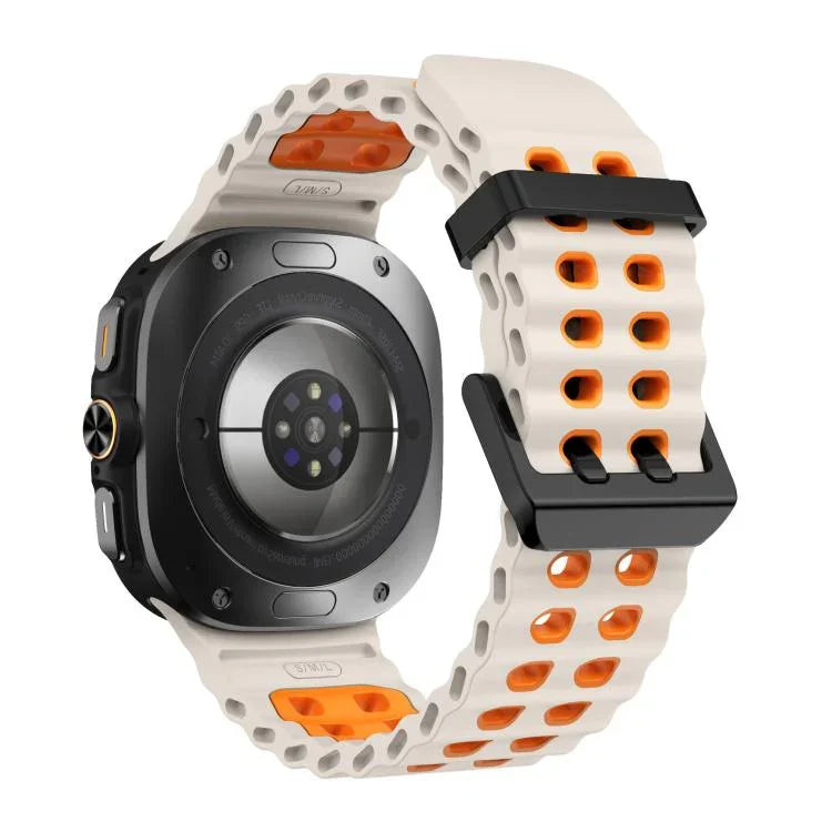 สายซิลิโคน xDfind Black Buckle Ocean สองสี รูรูคู่ สำหรับ Samsung Galaxy Watch Ultra 47mm / Ultra 2025, สำหรับ Samsung Galaxy Watch8 / 8 Classic