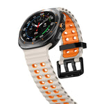 สายซิลิโคน xDfind Black Buckle Ocean สองสี รูรูคู่ สำหรับ Samsung Galaxy Watch Ultra 47mm / Ultra 2025, สำหรับ Samsung Galaxy Watch8 / 8 Classic