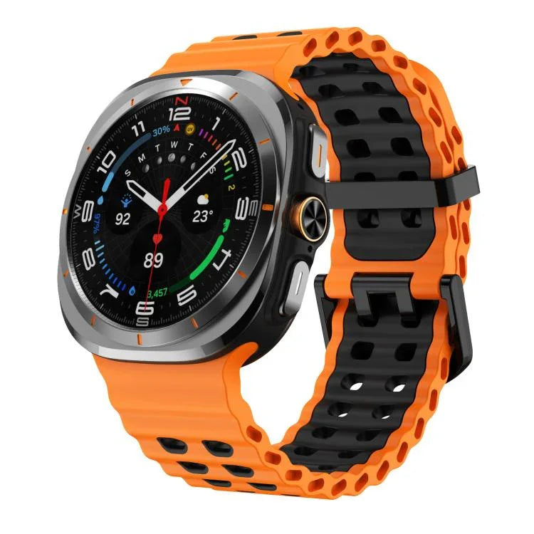 สายซิลิโคน xDfind Black Buckle Ocean สองสี รูรูคู่ สำหรับ Samsung Galaxy Watch Ultra 47mm / Ultra 2025, สำหรับ Samsung Galaxy Watch8 / 8 Classic
