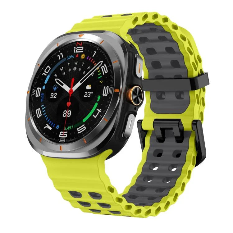 สายซิลิโคน xDfind Black Buckle Ocean สองสี รูรูคู่ สำหรับ Samsung Galaxy Watch Ultra 47mm / Ultra 2025, สำหรับ Samsung Galaxy Watch8 / 8 Classic