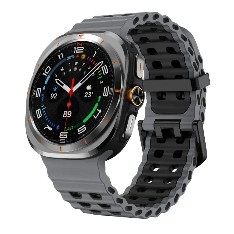 สายซิลิโคน xDfind Black Buckle Ocean สองสี รูรูคู่ สำหรับ Samsung Galaxy Watch Ultra 47mm / Ultra 2025, สำหรับ Samsung Galaxy Watch8 / 8 Classic