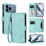 เคสโทรศัพท์หนังกระเป๋าซิปใส่บัตรหลายใบ Butterfly Love Flower สำหรับ iPhone 17e / 16e, สำหรับ iPhone 17 Pro Max, สำหรับ iPhone 17 Pro, สำหรับ iPhone 17, สำหรับ iPhone Air, สำหรับ iPhone 16 Pro Max