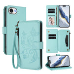 เคสโทรศัพท์หนังกระเป๋าซิปใส่บัตรหลายใบ Butterfly Love Flower สำหรับ iPhone 17e / 16e, สำหรับ iPhone 17 Pro Max, สำหรับ iPhone 17 Pro, สำหรับ iPhone 17, สำหรับ iPhone Air, สำหรับ iPhone 16 Pro Max