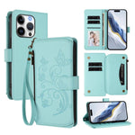 เคสโทรศัพท์หนังกระเป๋าซิปใส่บัตรหลายใบ Butterfly Love Flower สำหรับ iPhone 17e / 16e, สำหรับ iPhone 17 Pro Max, สำหรับ iPhone 17 Pro, สำหรับ iPhone 17, สำหรับ iPhone Air, สำหรับ iPhone 16 Pro Max
