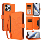 เคสโทรศัพท์หนังพร้อมซิปใส่บัตรหลายช่องลายดอกไม้รักผีเสื้อ สำหรับ iPhone 15, สำหรับ iPhone 14 Plus, สำหรับ iPhone 14 / 13, สำหรับ iPhone 14 Pro, สำหรับ iPhone 14 Pro Max, สำหรับ iPhone 7 / 8 / SE 2022