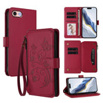 เคสโทรศัพท์หนังพร้อมซิปใส่บัตรหลายช่องลายดอกไม้รักผีเสื้อ สำหรับ iPhone 15, สำหรับ iPhone 14 Plus, สำหรับ iPhone 14 / 13, สำหรับ iPhone 14 Pro, สำหรับ iPhone 14 Pro Max, สำหรับ iPhone 7 / 8 / SE 2022