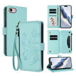 เคสโทรศัพท์หนังพร้อมซิปใส่บัตรหลายช่องลายดอกไม้รักผีเสื้อ สำหรับ iPhone 15, สำหรับ iPhone 14 Plus, สำหรับ iPhone 14 / 13, สำหรับ iPhone 14 Pro, สำหรับ iPhone 14 Pro Max, สำหรับ iPhone 7 / 8 / SE 2022