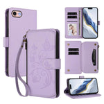 เคสโทรศัพท์หนังพร้อมซิปใส่บัตรหลายช่องลายดอกไม้รักผีเสื้อ สำหรับ iPhone 15, สำหรับ iPhone 14 Plus, สำหรับ iPhone 14 / 13, สำหรับ iPhone 14 Pro, สำหรับ iPhone 14 Pro Max, สำหรับ iPhone 7 / 8 / SE 2022