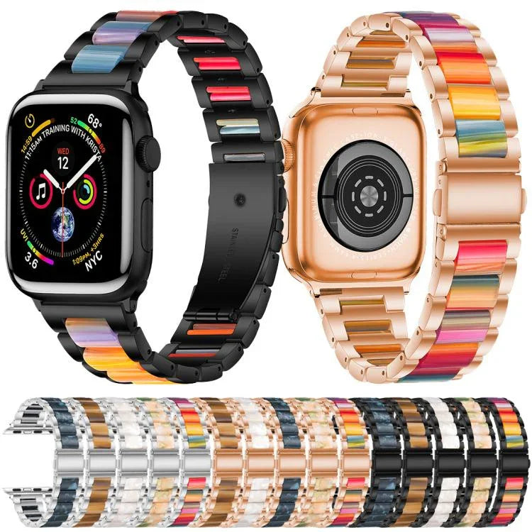 สายรัดนาฬิกาโลหะเรซินลูกปัดสามเม็ด xDfind สำหรับ Apple Watch 42 / 44 / 45 / 46 / 49mm, สำหรับ Apple Watch 38 / 40 / 41 / S10 42mm