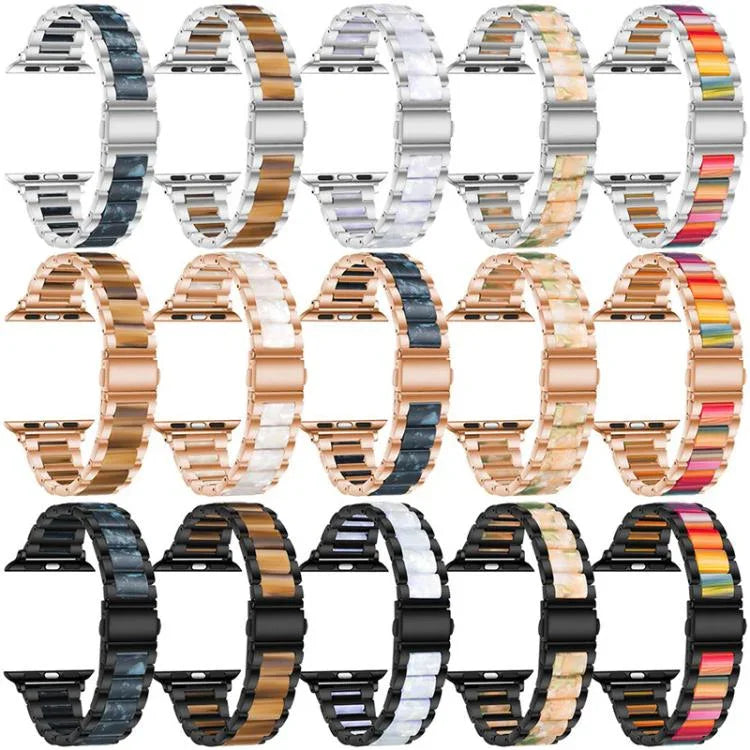 สายรัดนาฬิกาโลหะเรซินลูกปัดสามเม็ด xDfind สำหรับ Apple Watch 42 / 44 / 45 / 46 / 49mm, สำหรับ Apple Watch 38 / 40 / 41 / S10 42mm