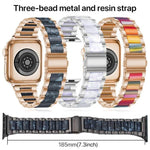 สายรัดนาฬิกาโลหะเรซินลูกปัดสามเม็ด xDfind สำหรับ Apple Watch 42 / 44 / 45 / 46 / 49mm, สำหรับ Apple Watch 38 / 40 / 41 / S10 42mm