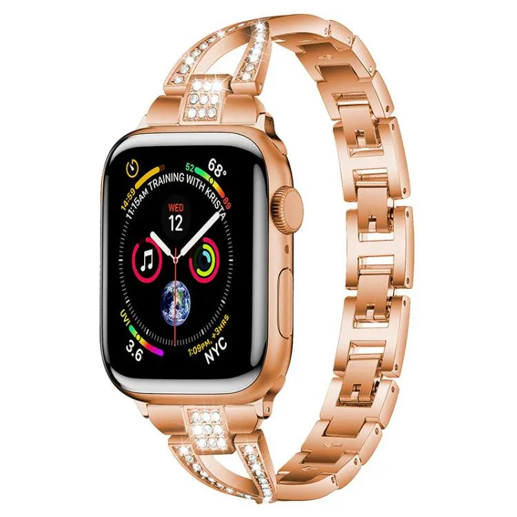 สายรัดนาฬิกาโลหะเพชรรูปตัว X แถวเดียว xDfind สำหรับ Apple Watch 42 / 44 / 45 / 46 / 49mm, สำหรับ Apple Watch 38 / 40 / 41 / S10 42mm