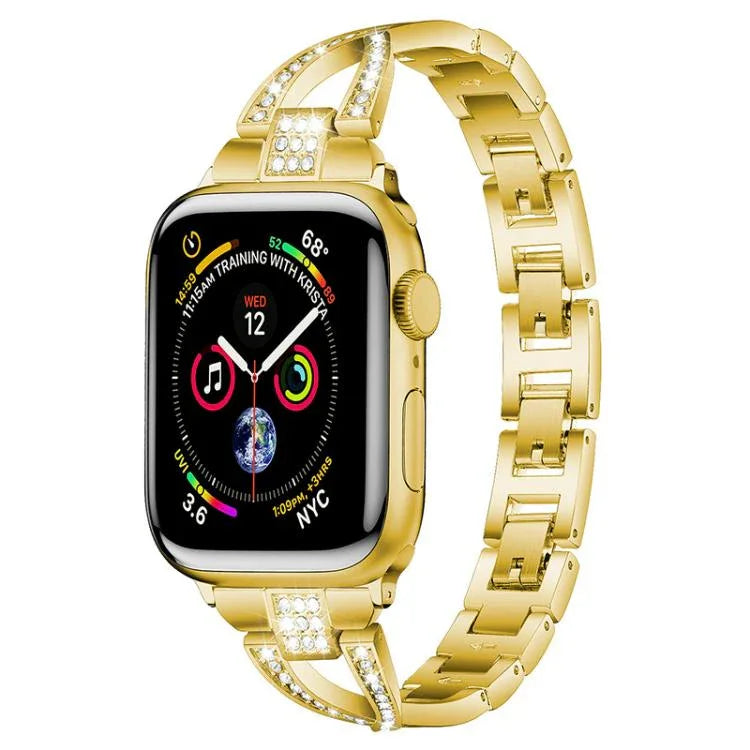 สายรัดนาฬิกาโลหะเพชรรูปตัว X แถวเดียว xDfind สำหรับ Apple Watch 42 / 44 / 45 / 46 / 49mm, สำหรับ Apple Watch 38 / 40 / 41 / S10 42mm